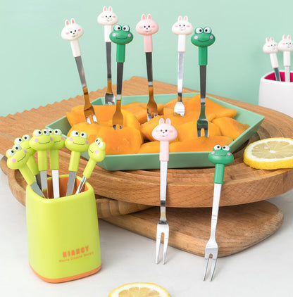 Cartoon Style Fork's With Holder (6pcs forks set)