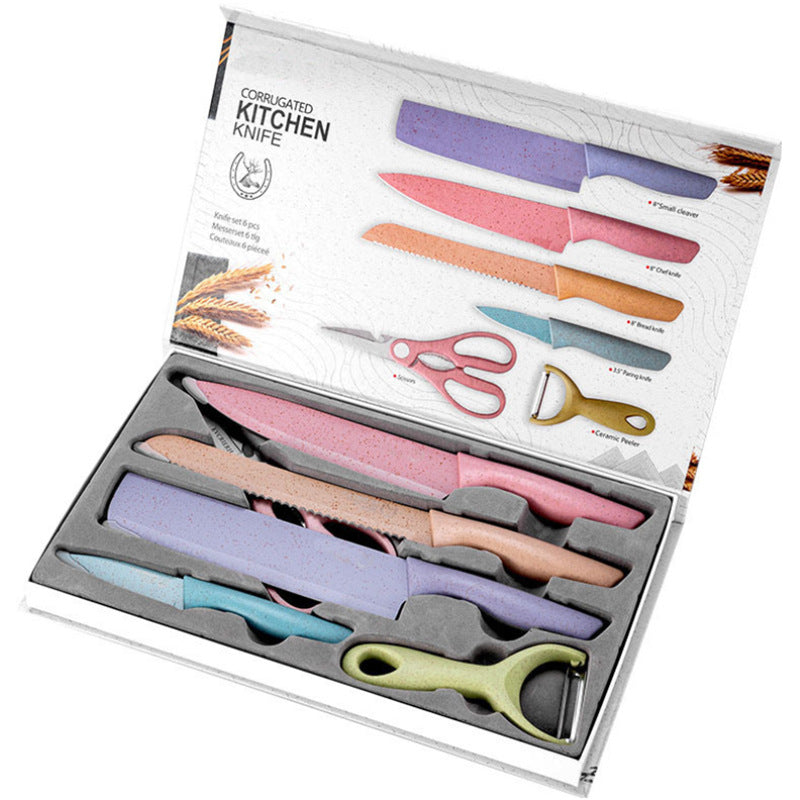 6Pcs Stainless Steel Colorful Knife Set