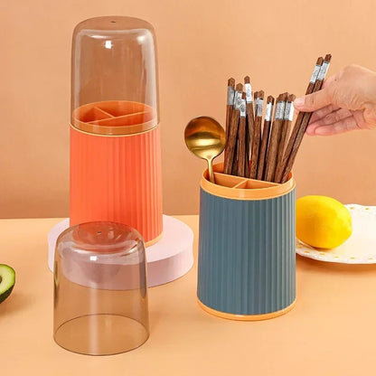 3 Grid Utensils Holder with Transparent Lid