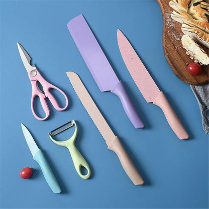 6Pcs Stainless Steel Colorful Knife Set