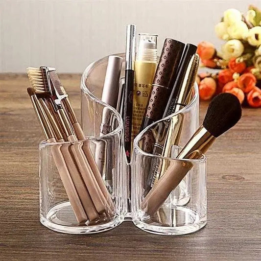 Transparent 3 Grid Makeup Brush Holder