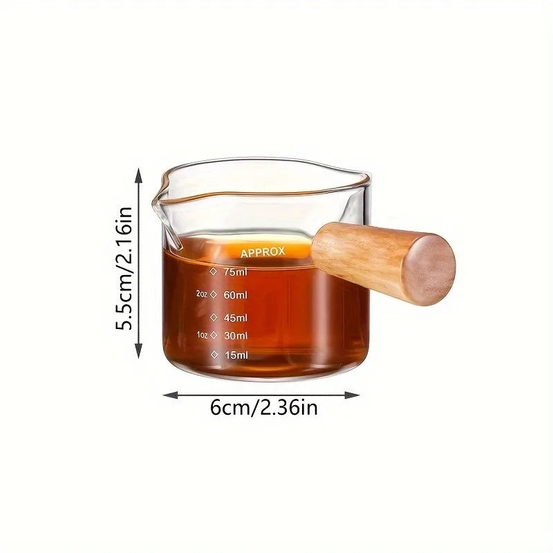 Double Nozzle Espresso Shot Glass with Wooden Handle