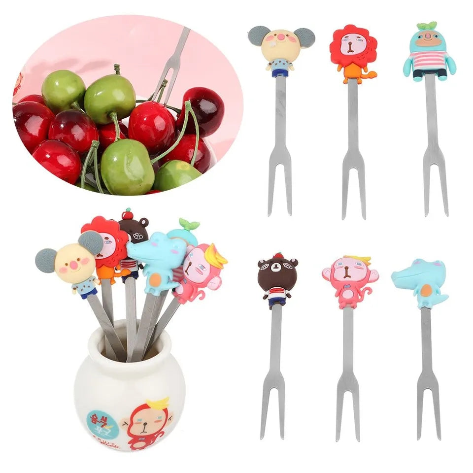 Cartoon Style Fork's With Holder (6pcs forks set)