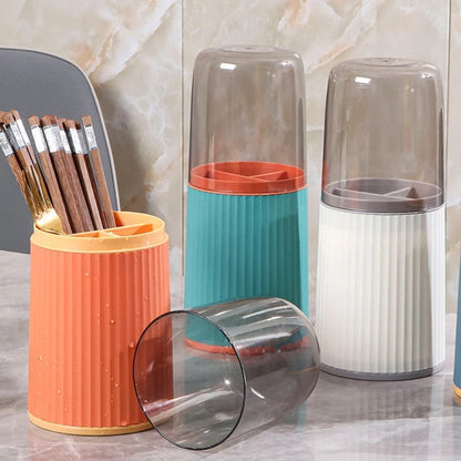 3 Grid Utensils Holder with Transparent Lid