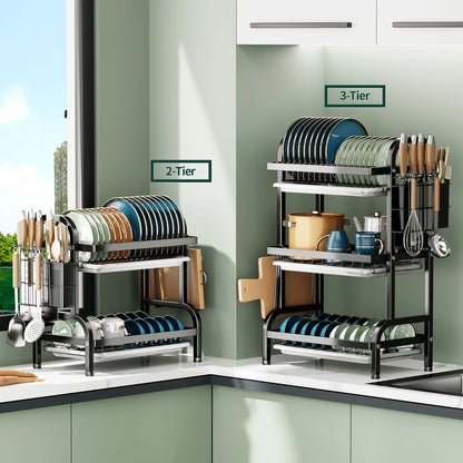 2 and 3 tier dish drying rack