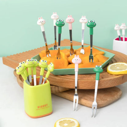 Cartoon Style Fork's With Holder (6pcs forks set)