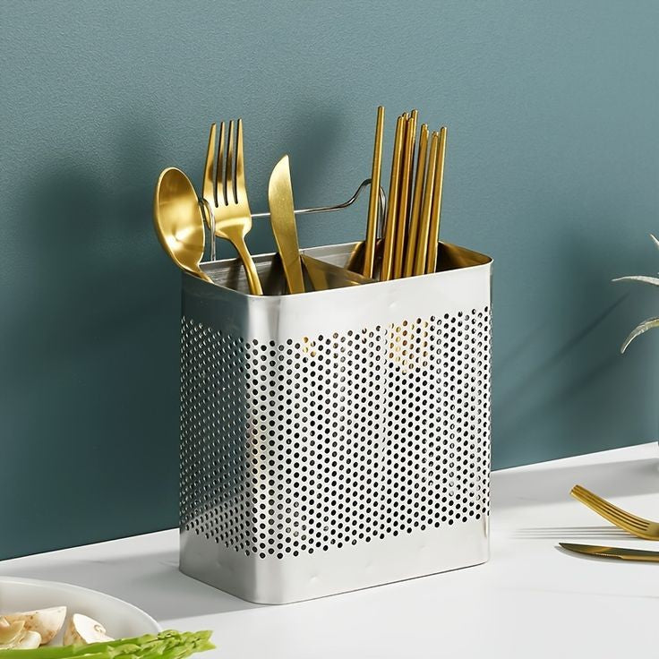 Stainless Steel Cutlery Holder With Hanging Option