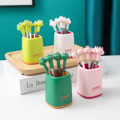 Cartoon Style Fork's With Holder (6pcs forks set)