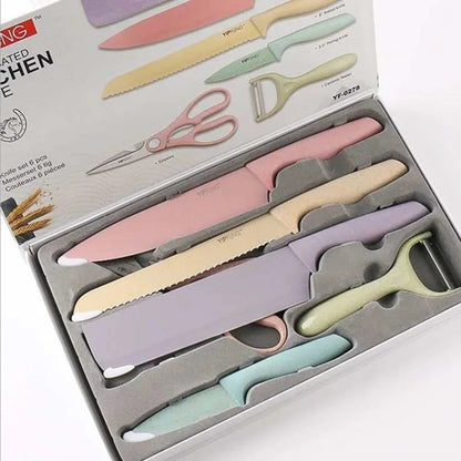 6Pcs Stainless Steel Colorful Knife Set