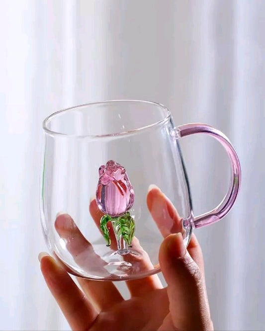 3d Transparent heat resistant glass cup