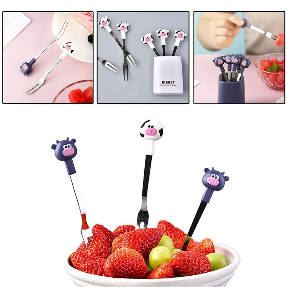 Cartoon Style Fork's With Holder (6pcs forks set)