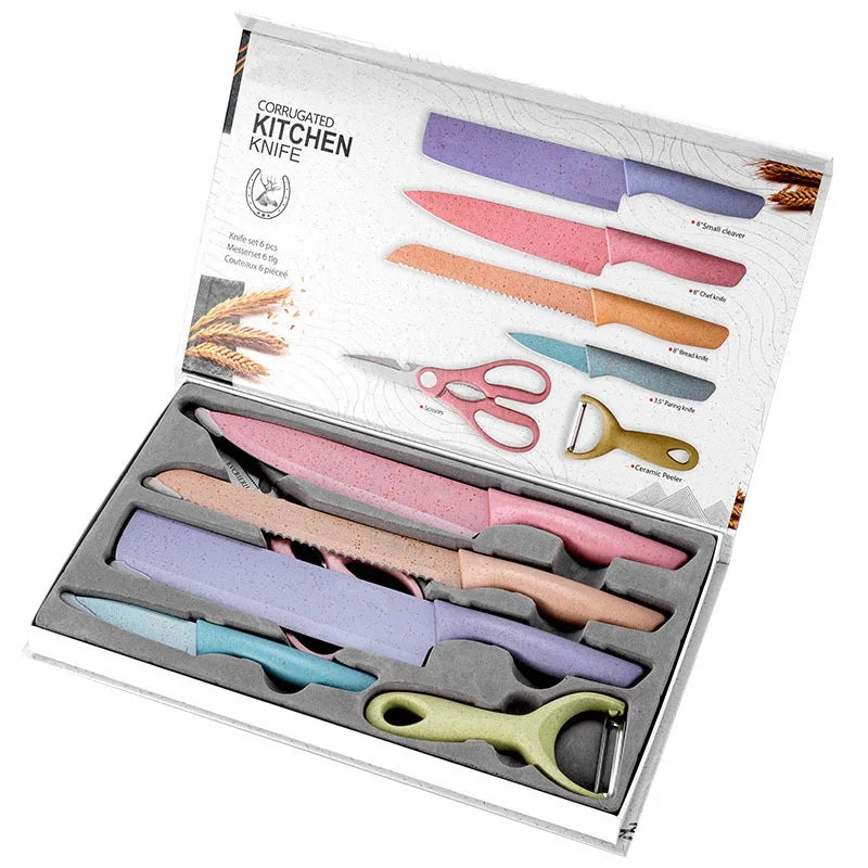 6Pcs Stainless Steel Colorful Knife Set