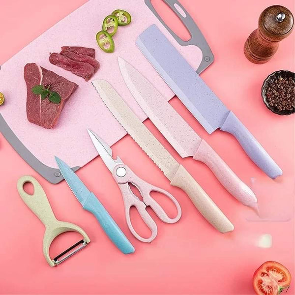 6 pieces colorful knife kitchen set