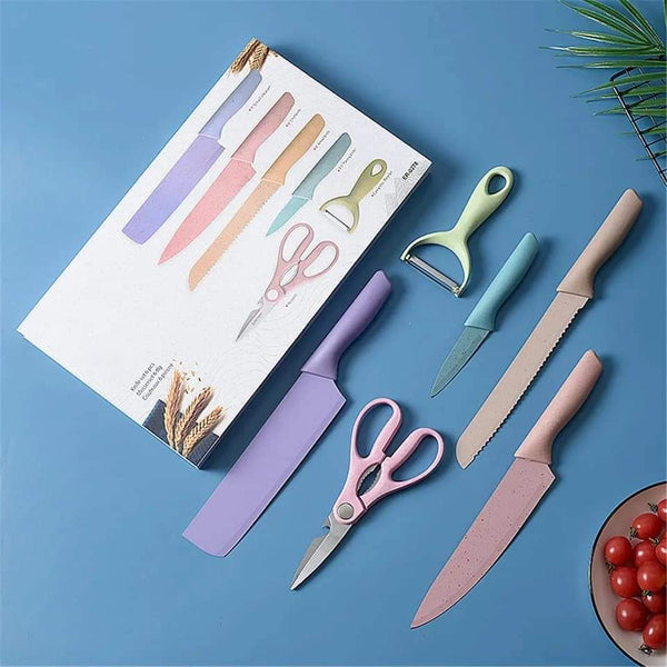 6 pieces colorful knife kitchen set