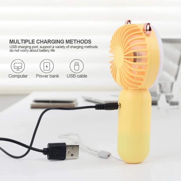 Portable led light fan rechargeable fan with led light