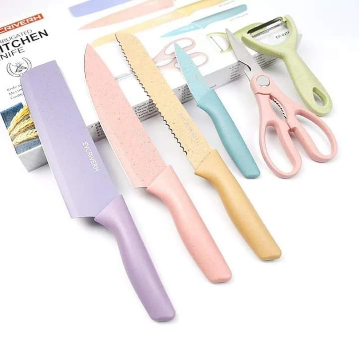 6Pcs Stainless Steel Colorful Knife Set