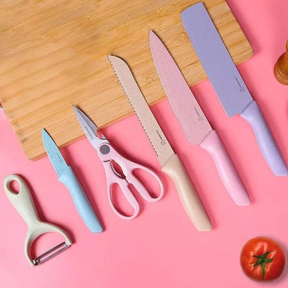 6Pcs Stainless Steel Colorful Knife Set