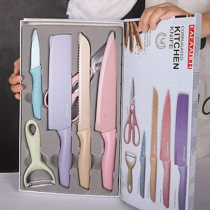 6Pcs Stainless Steel Colorful Knife Set