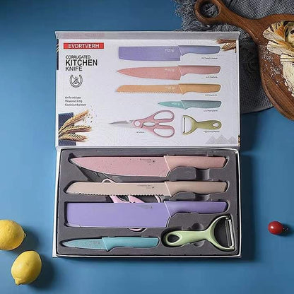 6Pcs Stainless Steel Colorful Knife Set