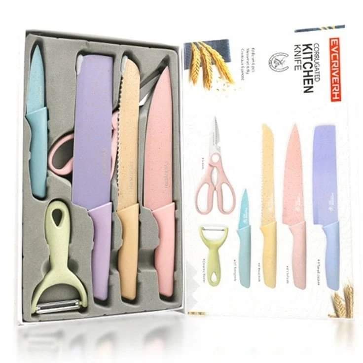 6Pcs Stainless Steel Colorful Knife Set