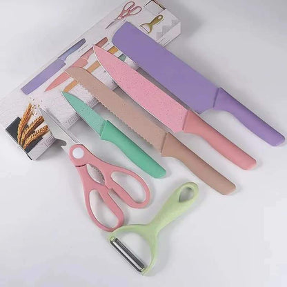 6Pcs Stainless Steel Colorful Knife Set