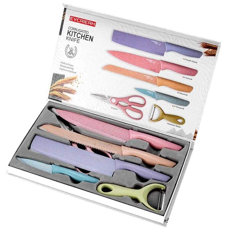 6Pcs Stainless Steel Colorful Knife Set