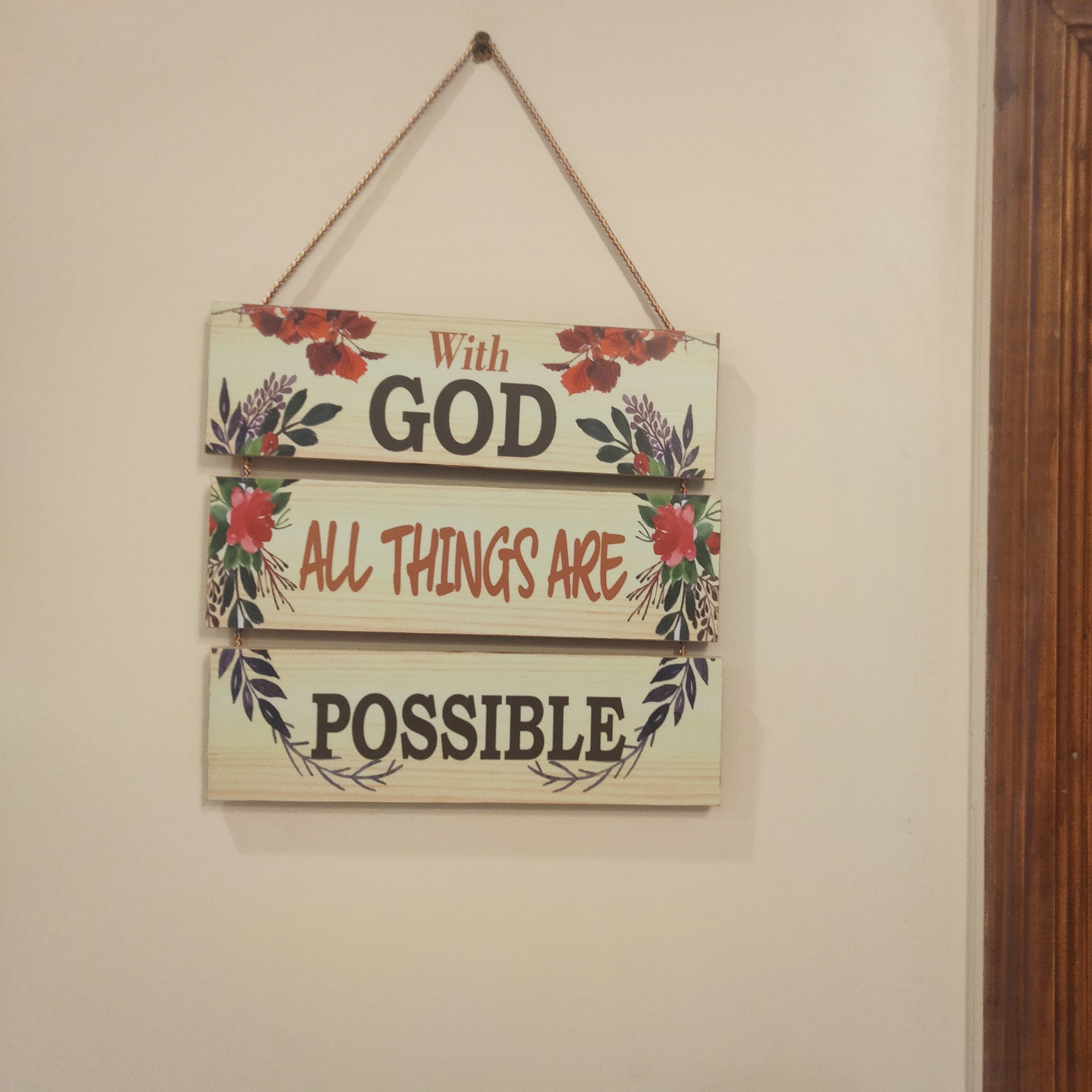 With God all things are possible quote wall decoration hanging
