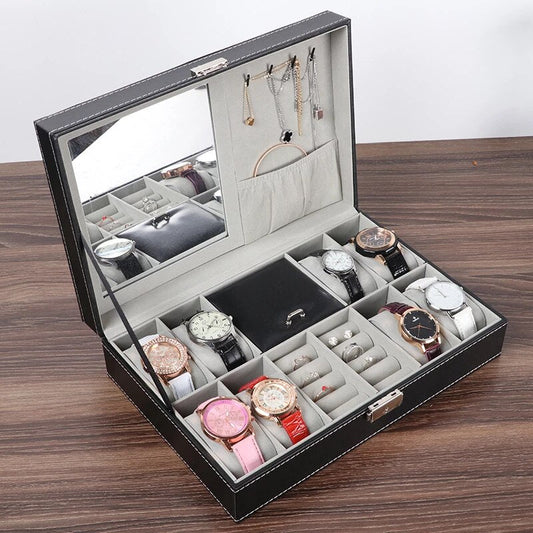 Watch and Jewellery and chain  organizer with inside mirror in best quality leather material.