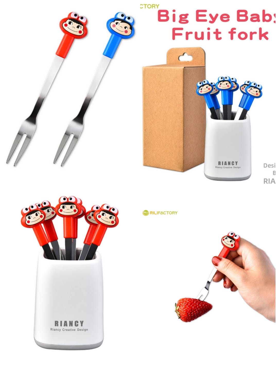 Cartoon Style Fork's With Holder (6pcs forks set)