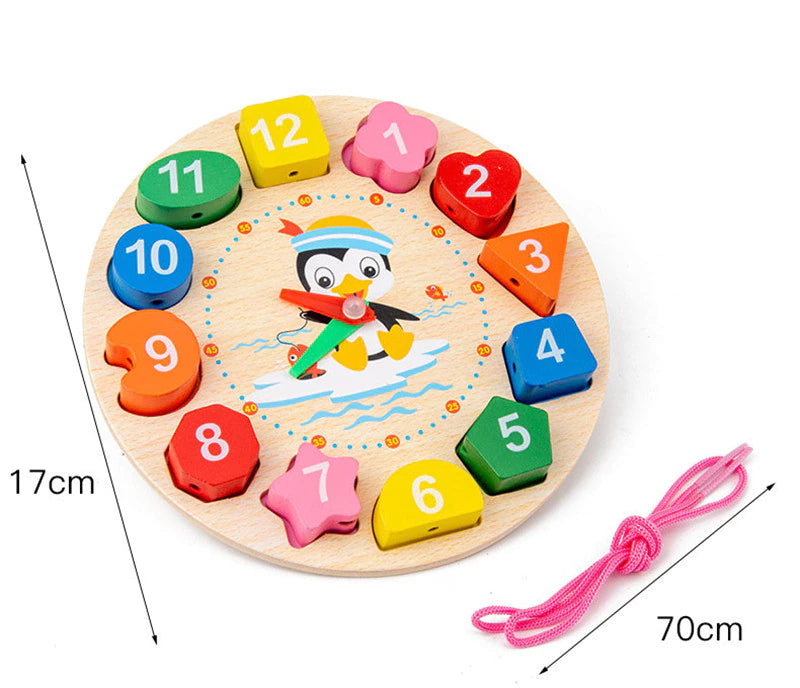 Montessori Cartoon Animal Educational Wooden тетрис Classic Toy Beaded Geometry Digital Clock Puzzles Gadgets Matching Children