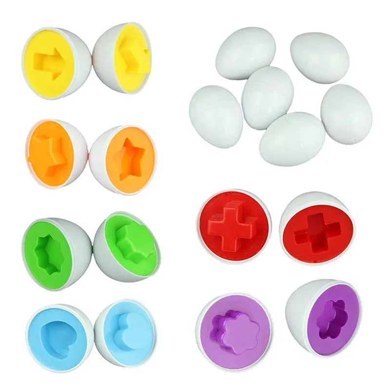 Set of 6 Eggs for shape and color matching