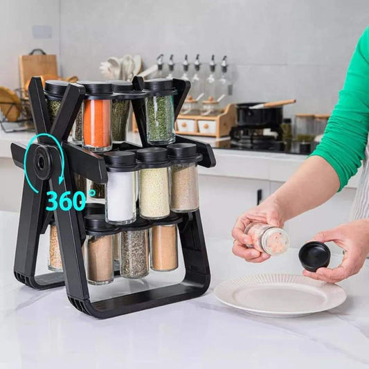 18PCS Jar Spice Rack Rotating