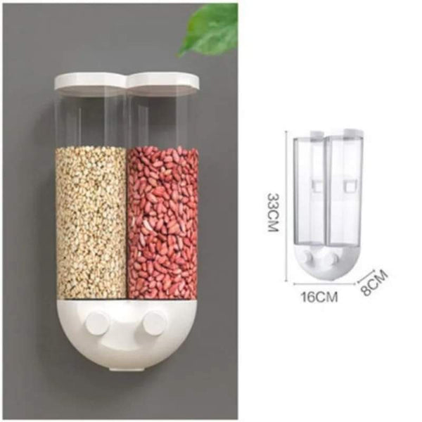 Wall mounted 2 portion cereal dispenser