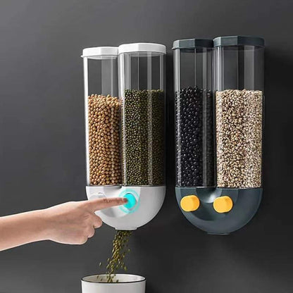 Wall mounted 2 portion cereal dispenser