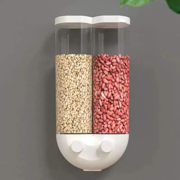 Wall mounted 2 portion cereal dispenser