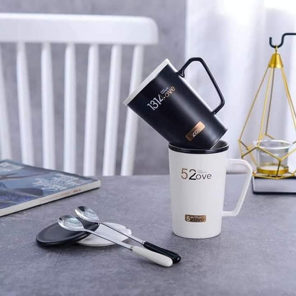 Love couple mug in black and white color