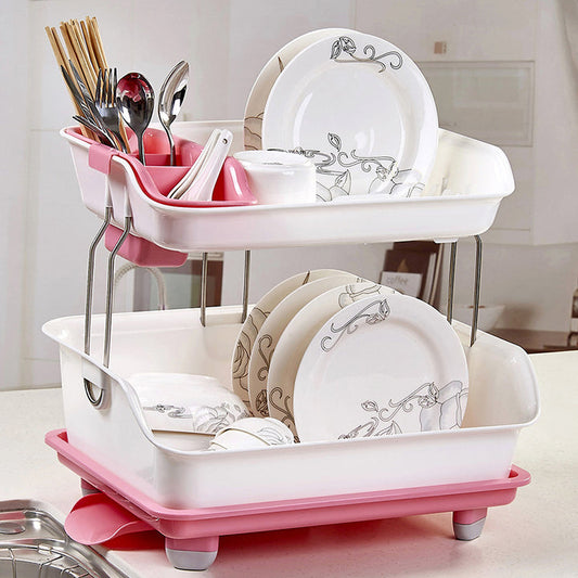 Two layer dish draining rack